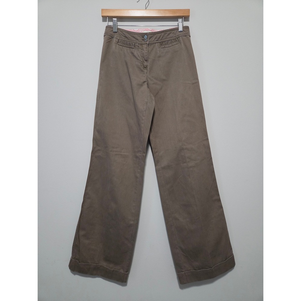 J. Jill Womens Brown Cotton Wide Leg Trousers Size 2 Mid Rise Chino Pants